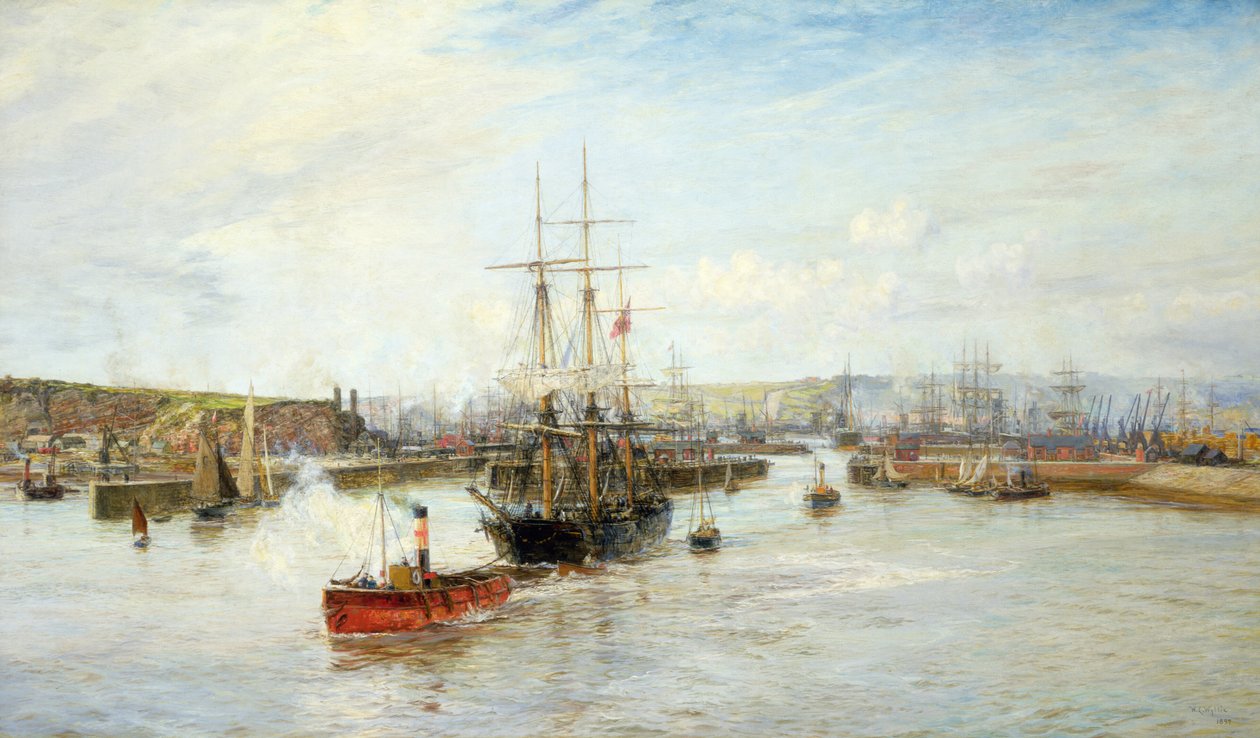 Wejście do Barry Dock, Południowa Walia, 1897 r. autorstwa William Lionel Wyllie