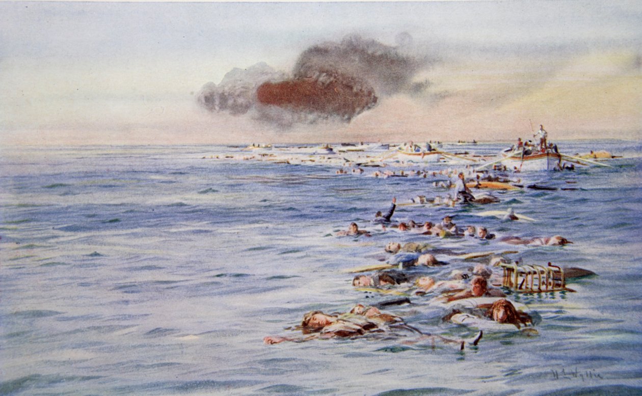 Następstwa Lusitanii autorstwa William Lionel Wyllie