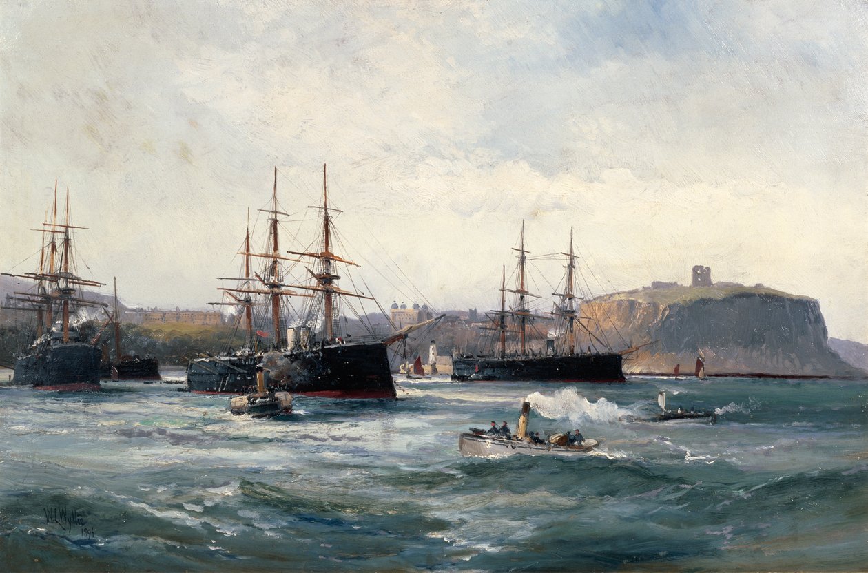 Flota Kanału przy Scarborough, 1896 r autorstwa William Lionel Wyllie