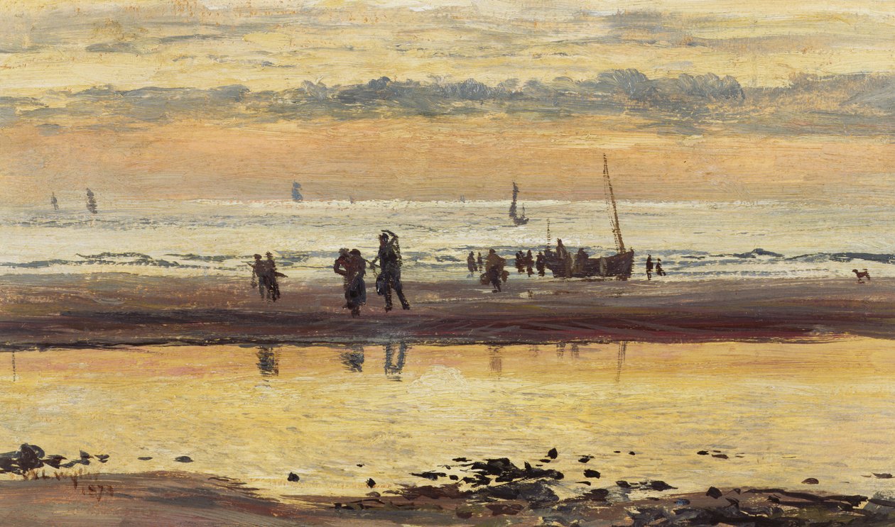 Ku zachodzącemu słońcu, Piaski Boulogne, 1873 autorstwa William Lionel Wyllie
