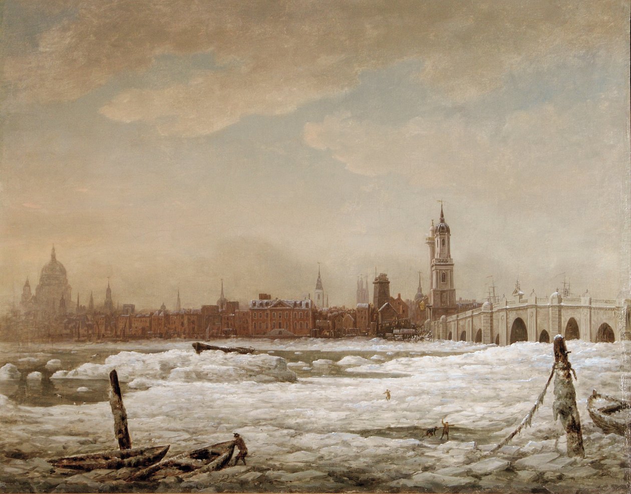 London Bridge w Wielkim Mrózie 1776, 1776 autorstwa William Marlow