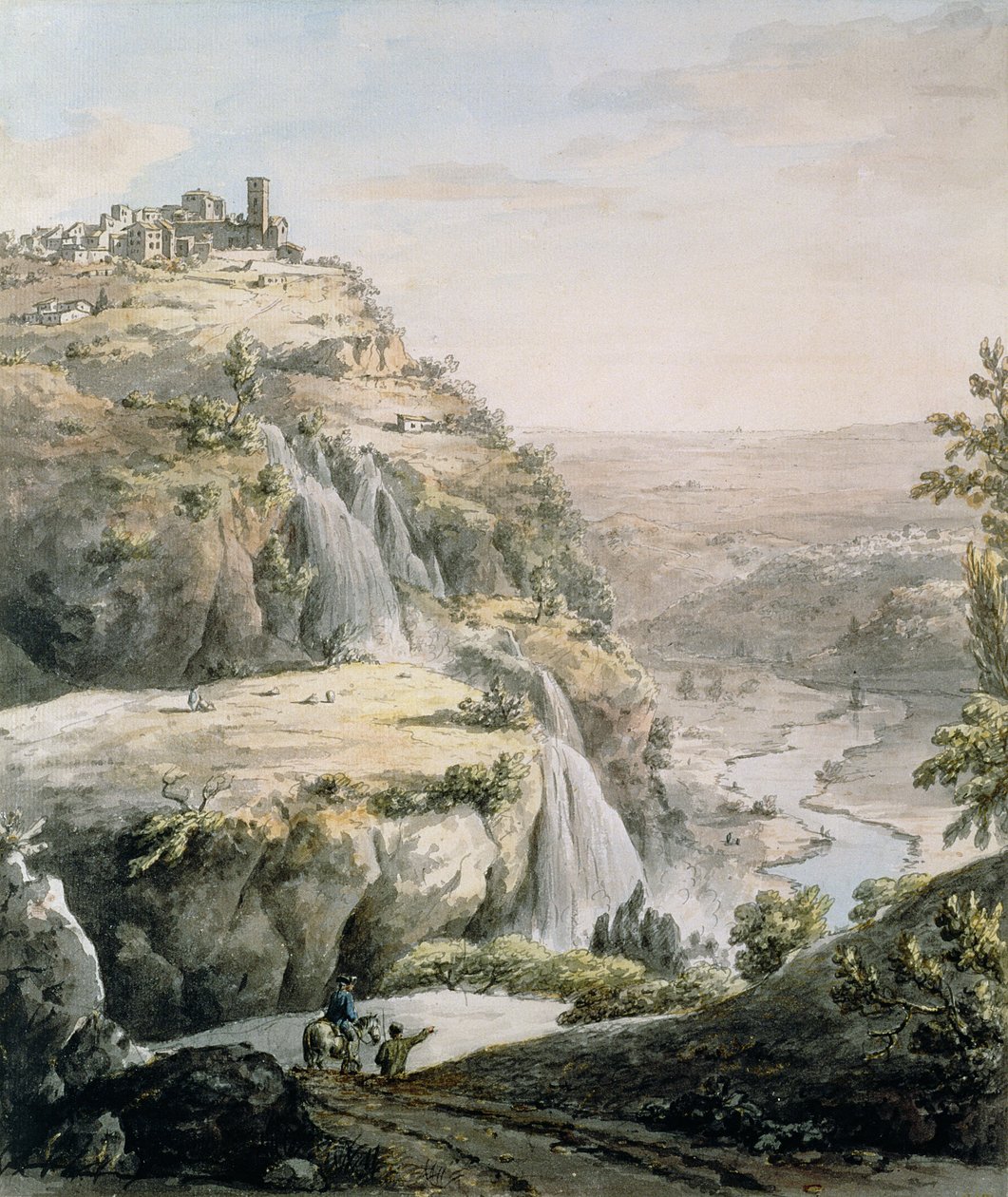 Tivoli (pióro, atrament i toaleta na papierze) autorstwa William Marlow