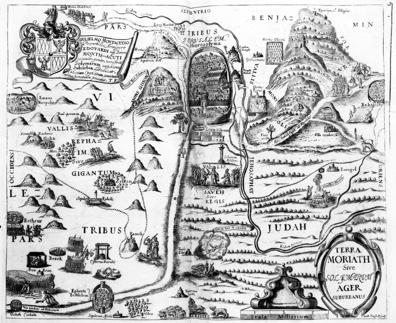Mapa Izraela z „Pisgah-sight of Palestine” Thomasa Fullera, 1650 autorstwa William Marshall