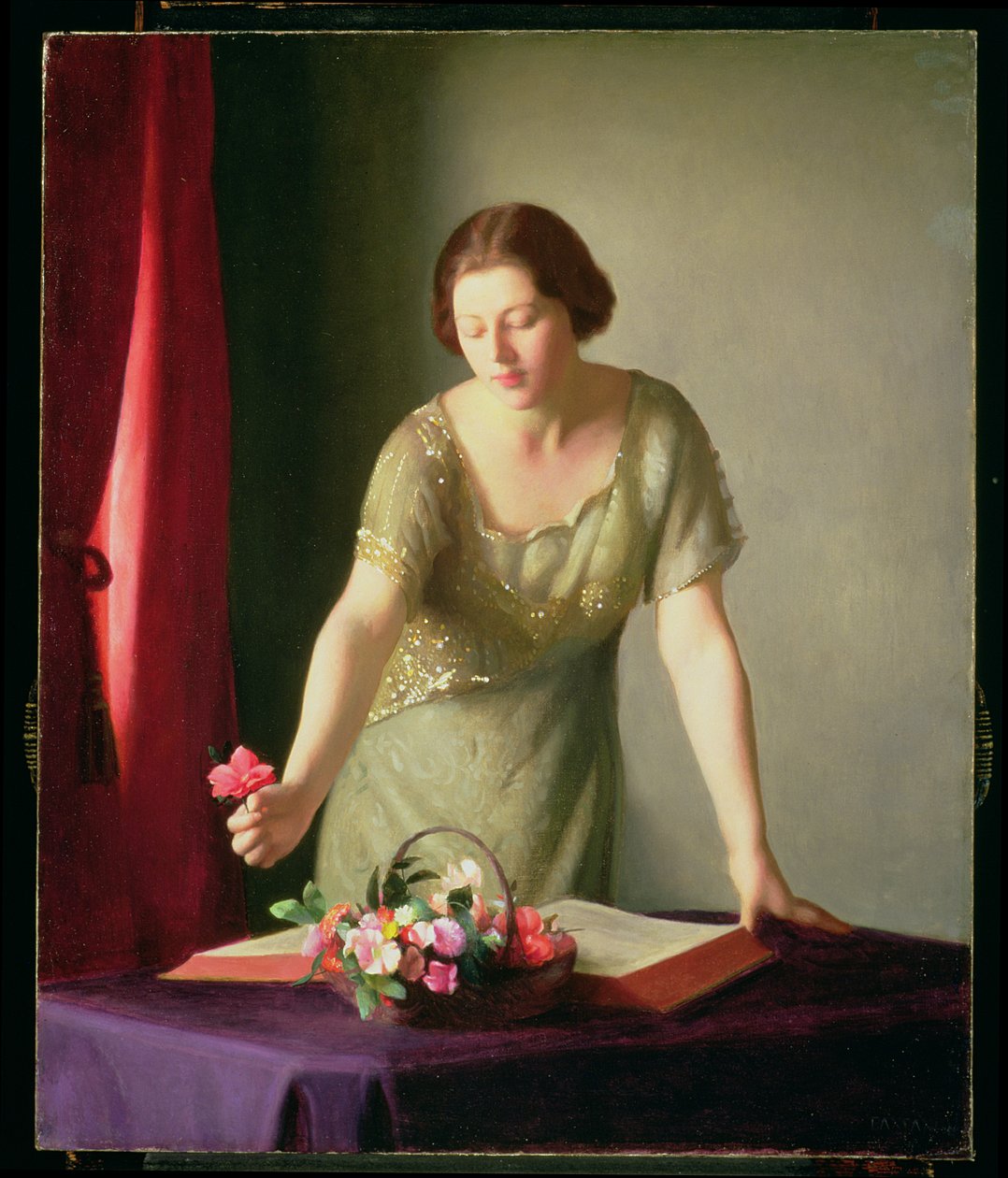Dziewczyna układająca kwiaty, 1922 autorstwa William McGregor Paxton