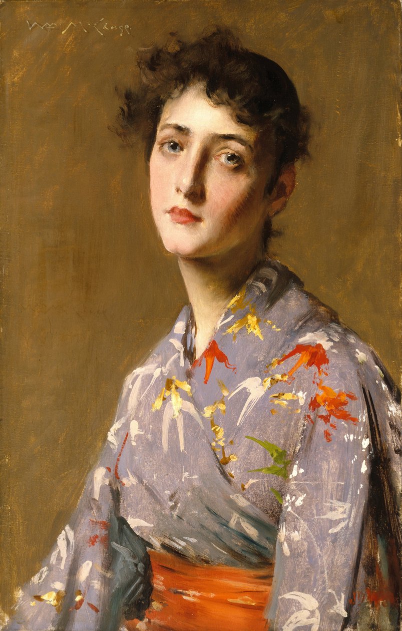 Dziewczyna w japońskim stroju autorstwa William Merritt Chase
