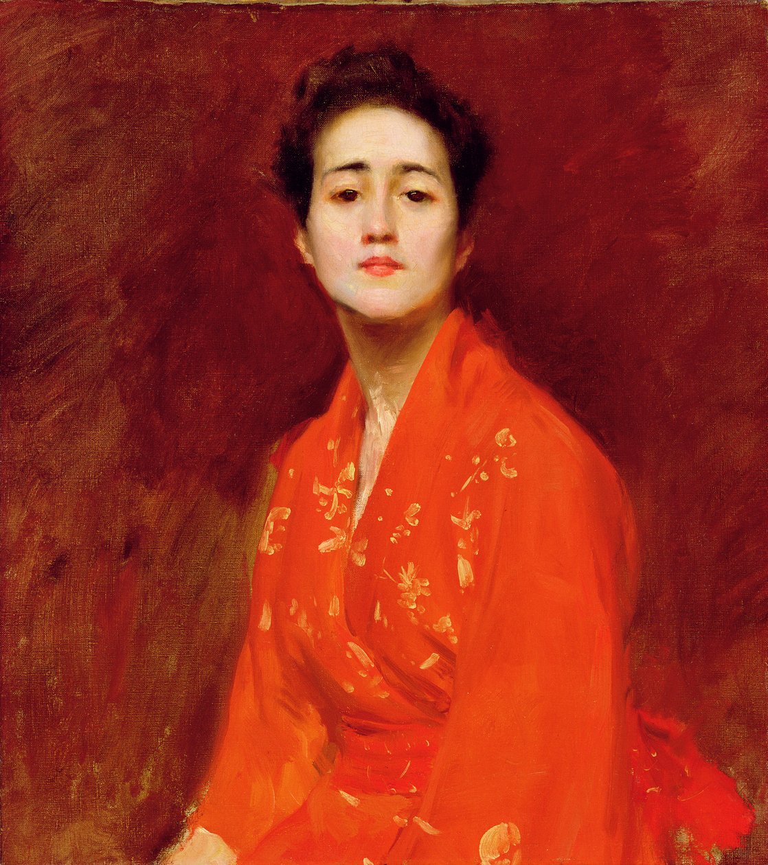 Studium dziewczyny w japońskim stroju, 1895 autorstwa William Merritt Chase