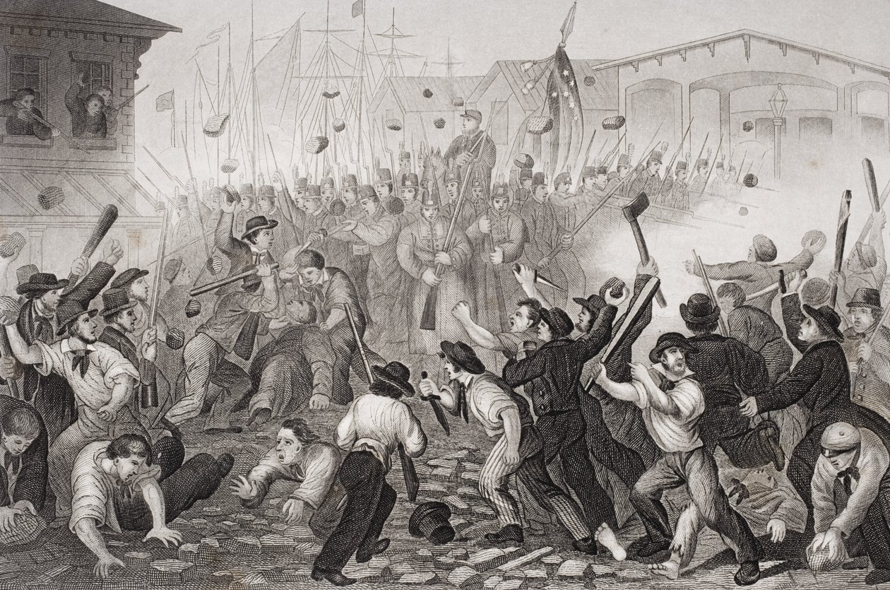 Atak na Massachusetts 6. w Baltimore, Maryland, 19 kwietnia 1861 r autorstwa William Momberger