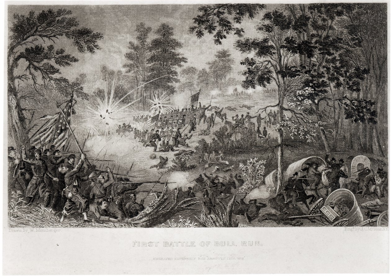 Pierwsza bitwa pod Bull Run, 21 lipca 1861, grawerowana przez J.C. McRae autorstwa William Momberger