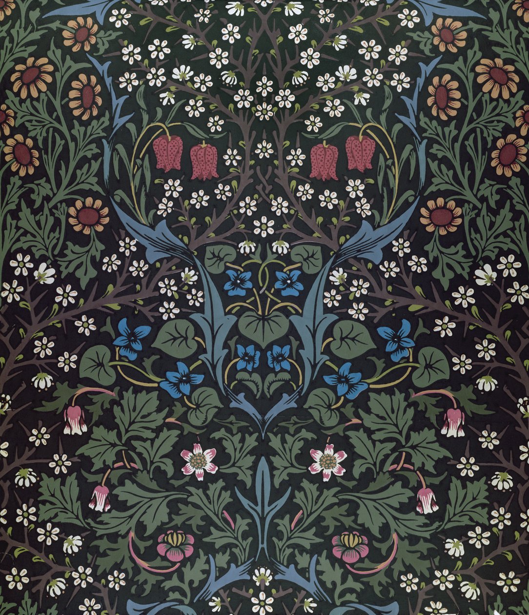 Projekt tapety „Blackthorn”, 1892 autorstwa William Morris