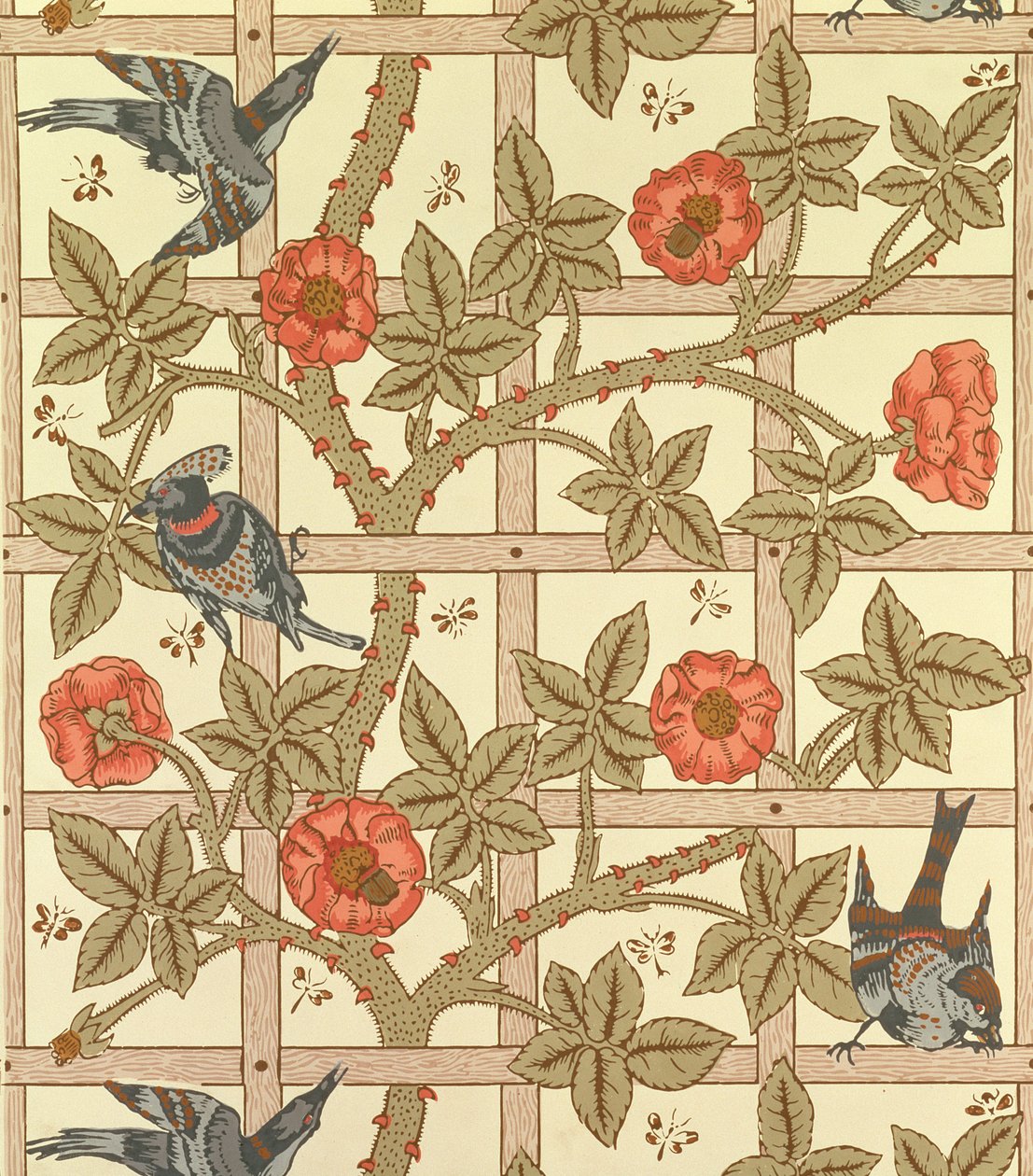 Niebiesko-pomarańczowa krata tapety, 1864 autorstwa William Morris