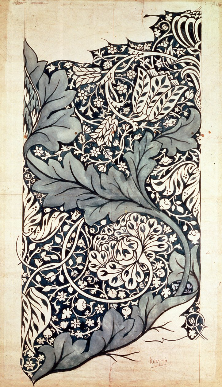 Projekt Avon Chintz, ok. 1886 (pióro i tusz z wc na papierze) autorstwa William Morris