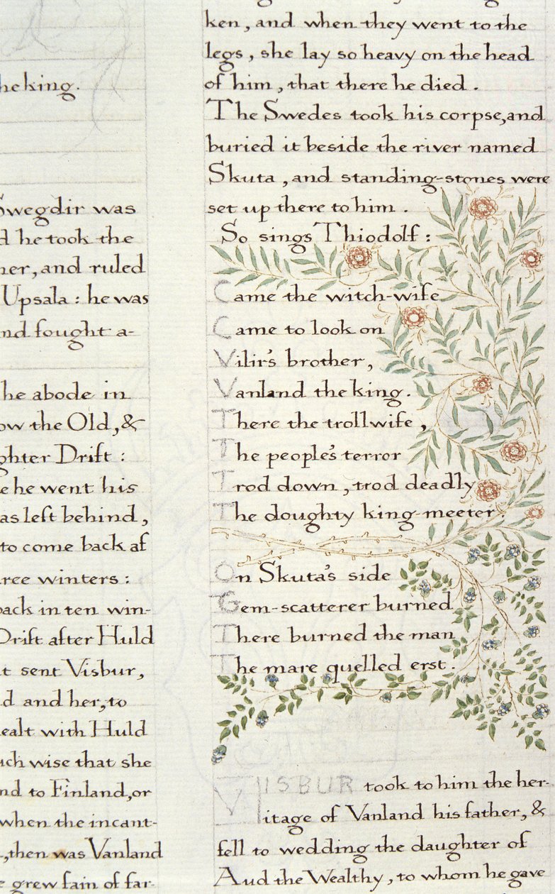Fragment z Opowieści o Ynglingach autorstwa William Morris