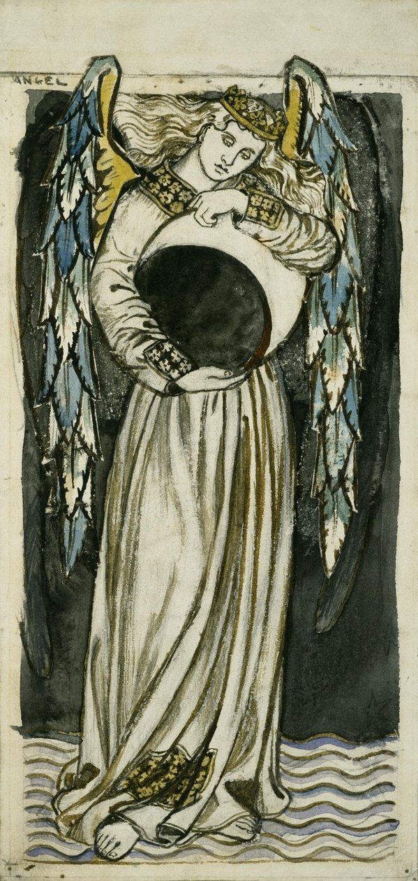 Anioł Nocy trzymający słabnący księżyc autorstwa William Morris