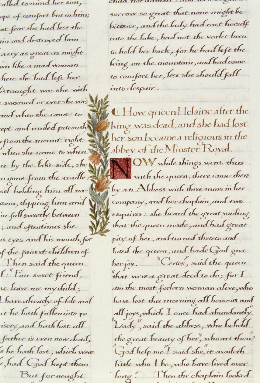 Jeden z dwóch fragmentów z Lancelot du Lac (re 223039) autorstwa William Morris