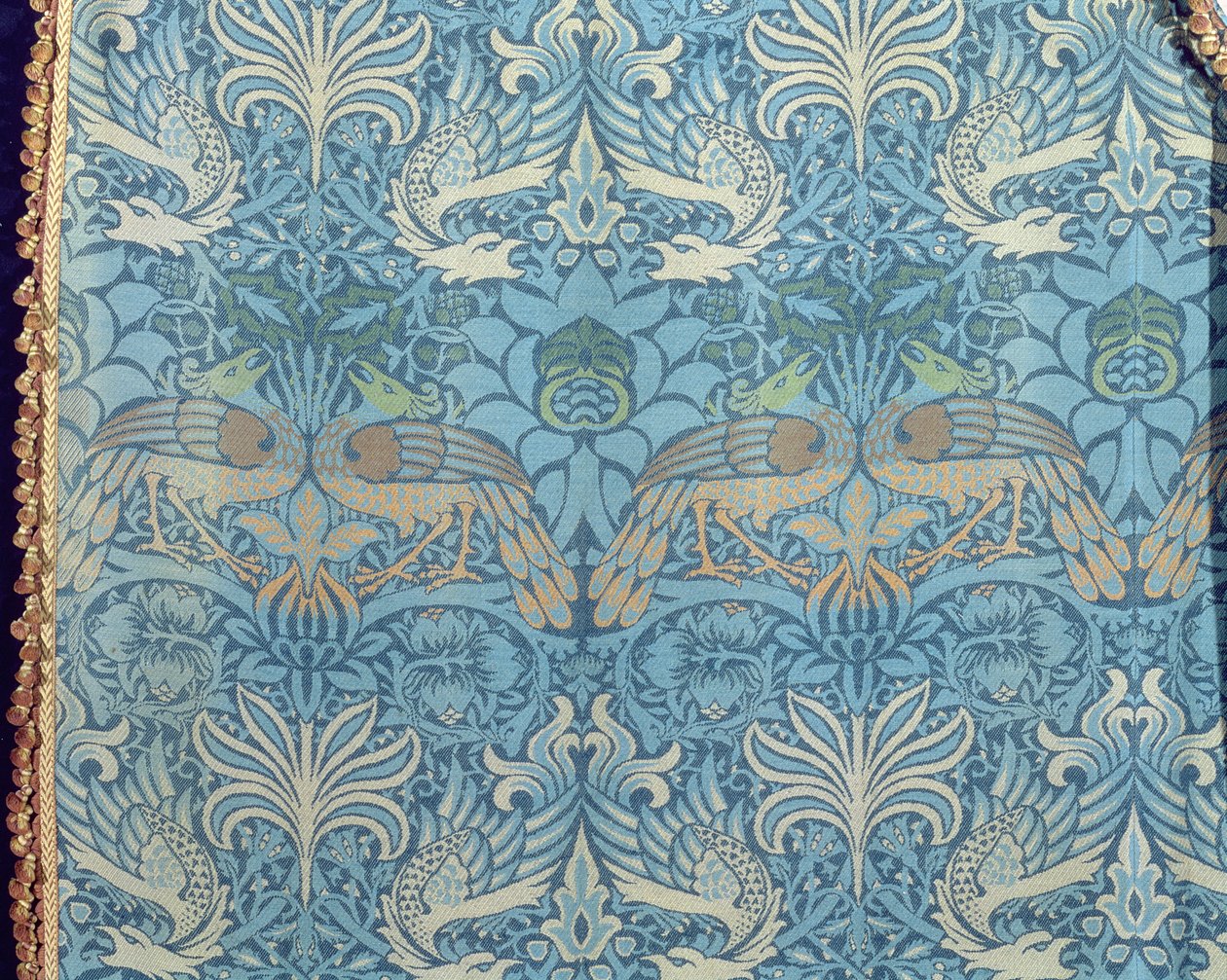 Paw i smok, 1878 (tkana wełna i panel z oryginalnym wykończeniem) (szczegół) (patrz także 116561) autorstwa William Morris