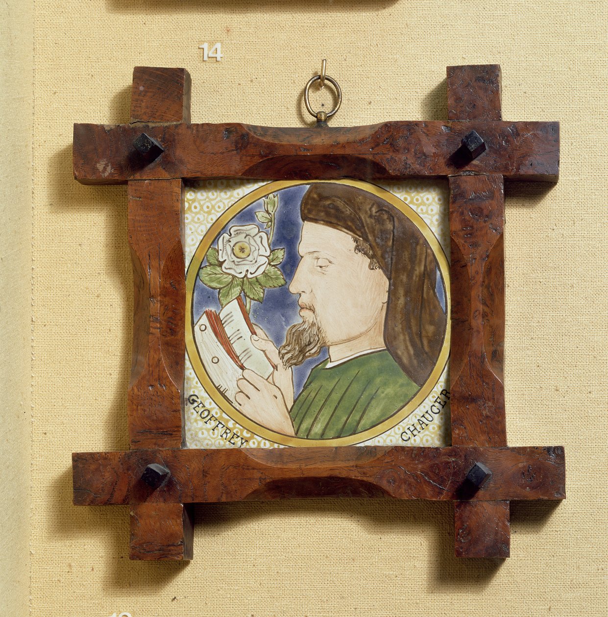 Portret Geoffreya Chaucera (ok. 1340-1400) (płytka ceramiczna) autorstwa William Morris