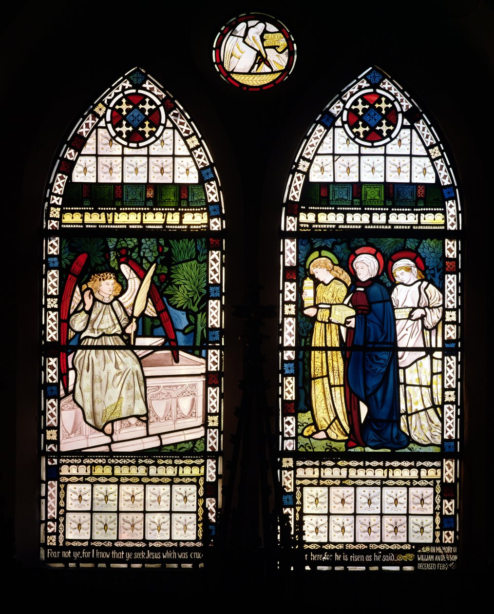 Trzy Marie przy Grobie, 1862 (witraże) autorstwa William Morris