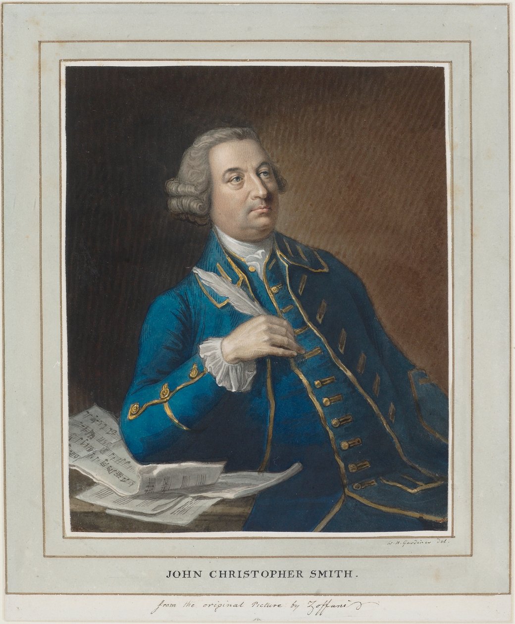 John Christopher Smith, c.1760 (pióro i atrament i toaleta na papierze) autorstwa William Nelson Gardiner