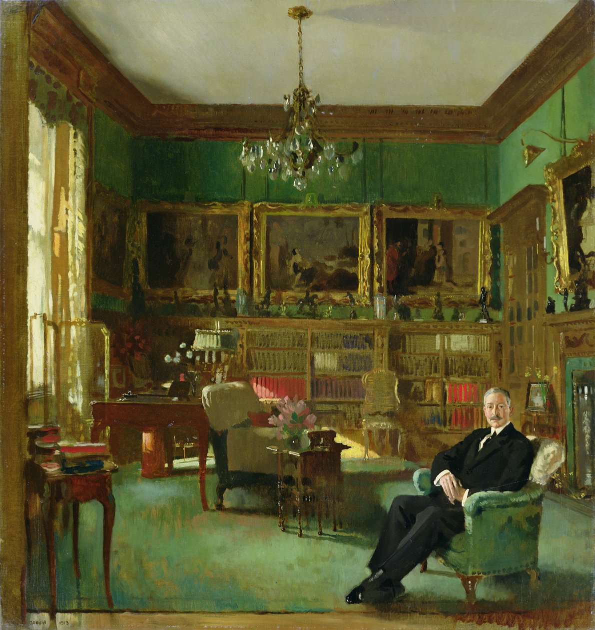 Otto Beit w swoim gabinecie na Belgrave Square, 1913 autorstwa William Orpen