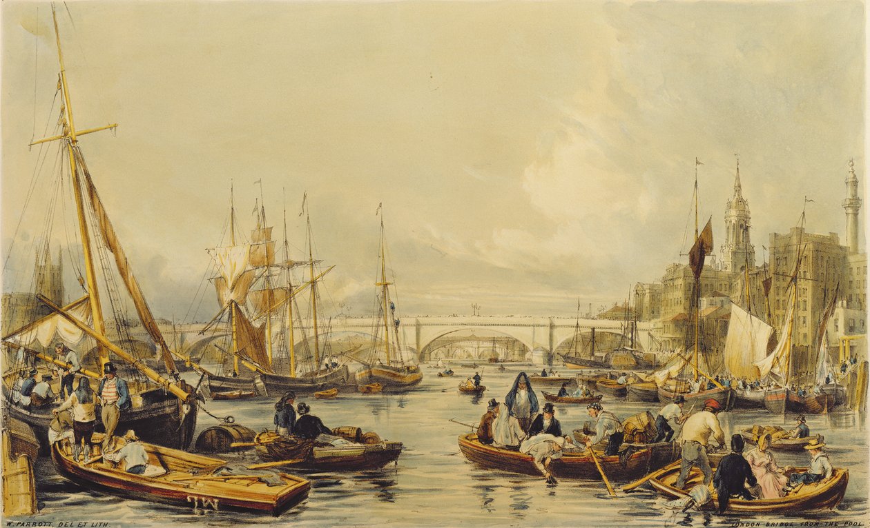 Basen patrzący w stronę London Bridge autorstwa William Parrott