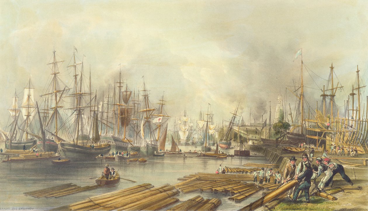 Budowa statków w Limehouse, 1840 autorstwa William Parrott