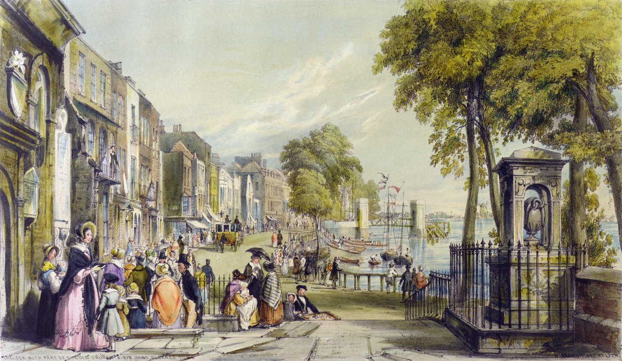 Widok Cheyne Walk, Chelsea, 1840 autorstwa William Parrott