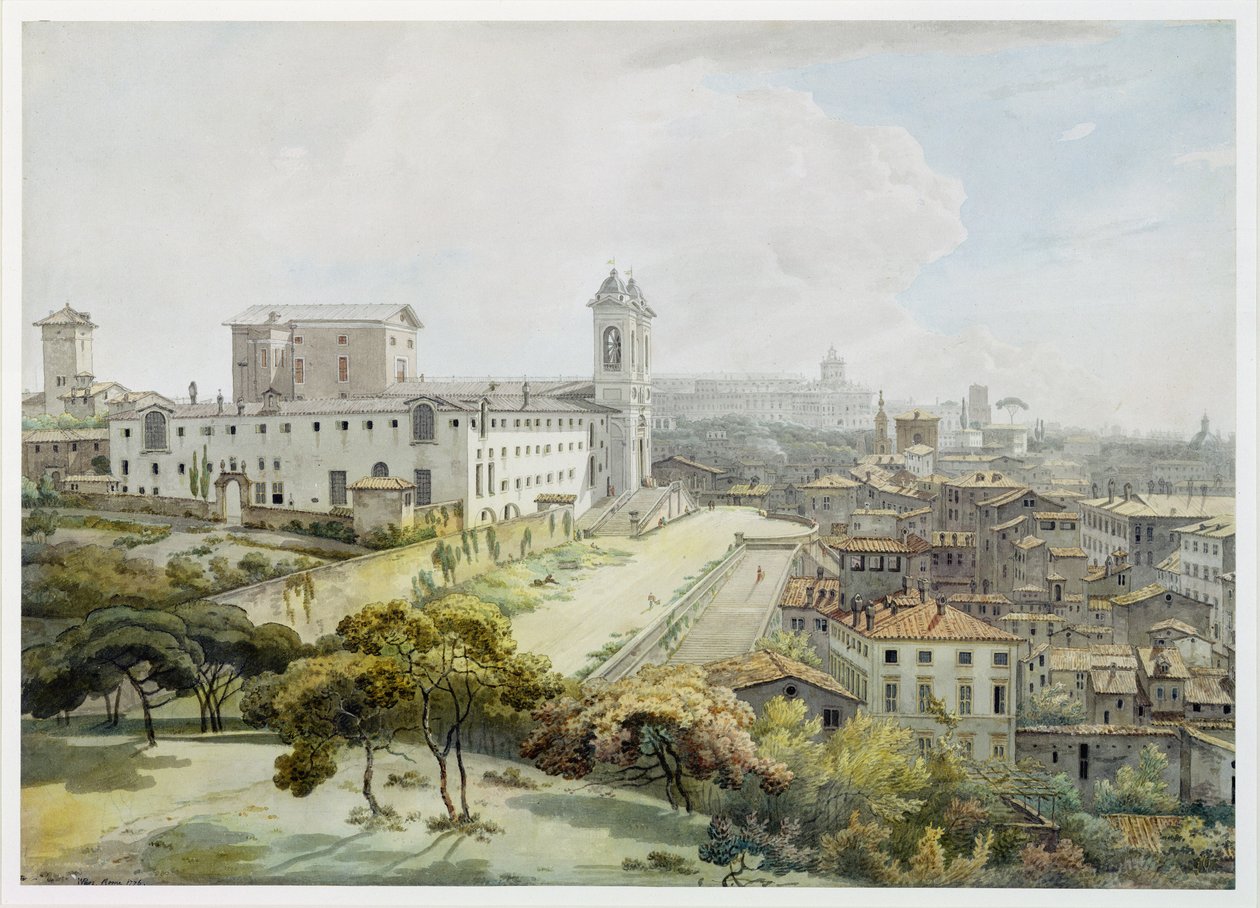 Widok Rzymu zaczerpnięty z Pincio, 1776 (wc nad grafitem na antycznym papierze układanym) autorstwa William Pars