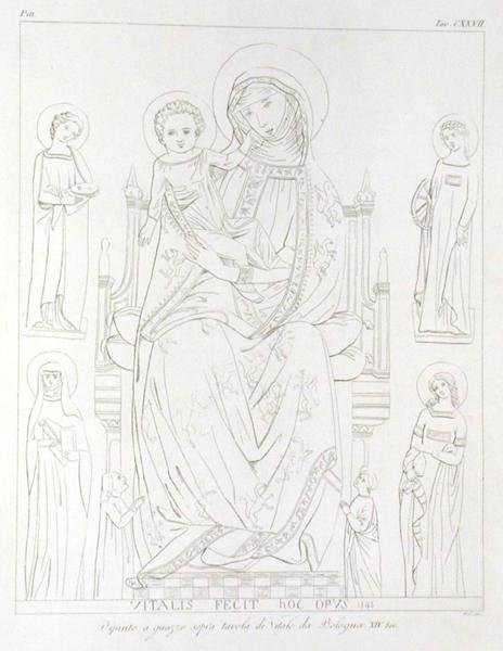 Madonna z Dzieciątkiem ze św. Agatą, św. Katarzyną, św. Agnieszką, św. Apollonią według oryginalnego rysunku Jeana Baptiste Louisa Georgesa Seroux Dagincourt (1730-1814), 1847 autorstwa William Pitt
