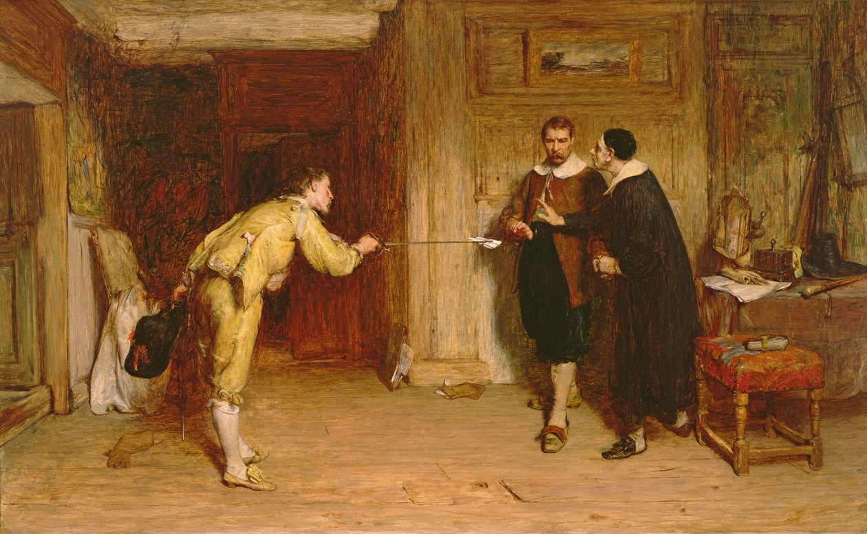 Wyzwanie: Purytanie walczą między honorem a sumieniem, 1864 autorstwa William Quiller Orchardson