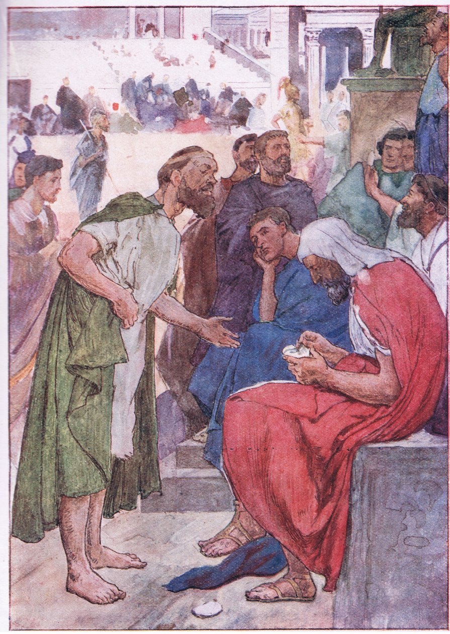 Aristedes and the Citizen, z Plutarch Lives opublikowanych przez T C & E C Jack Ltd, 1920 autorstwa William Rainey