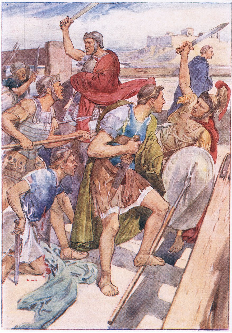 Pogoń za Caiusem Gracchusem z Plutarch Lives opublikowanej przez T C & E C Jack Ltd, lata 20. autorstwa William Rainey