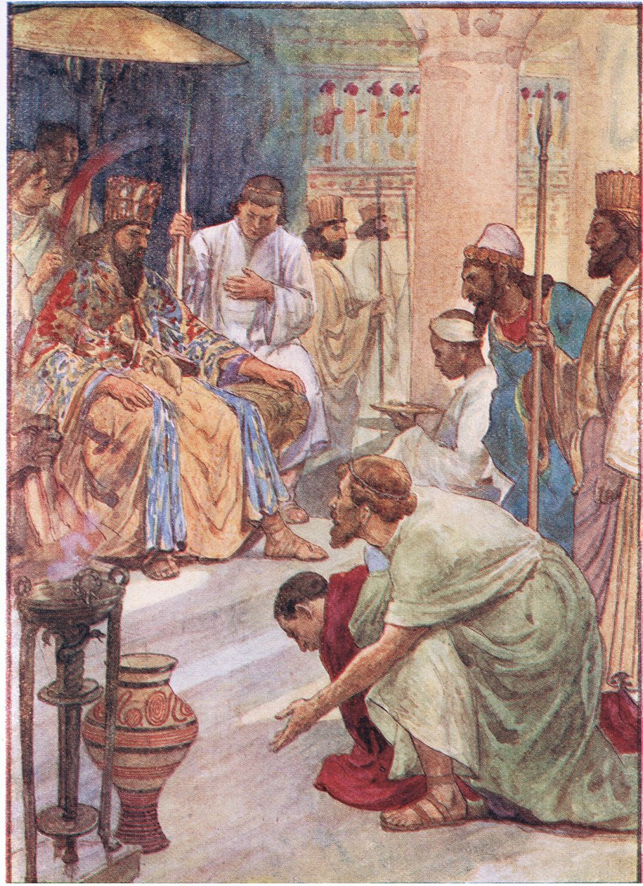 Thlemistocles na perskim dworze, z Plutarch Lives opublikowanych przez T C & E C Jack Ltd, lata 20. autorstwa William Rainey