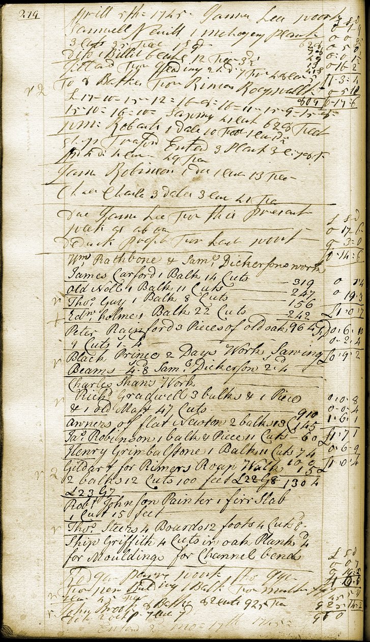 Strona 279, z zeszytu Rathbones, 1742 (tusz na papierze) autorstwa William Rathbone II