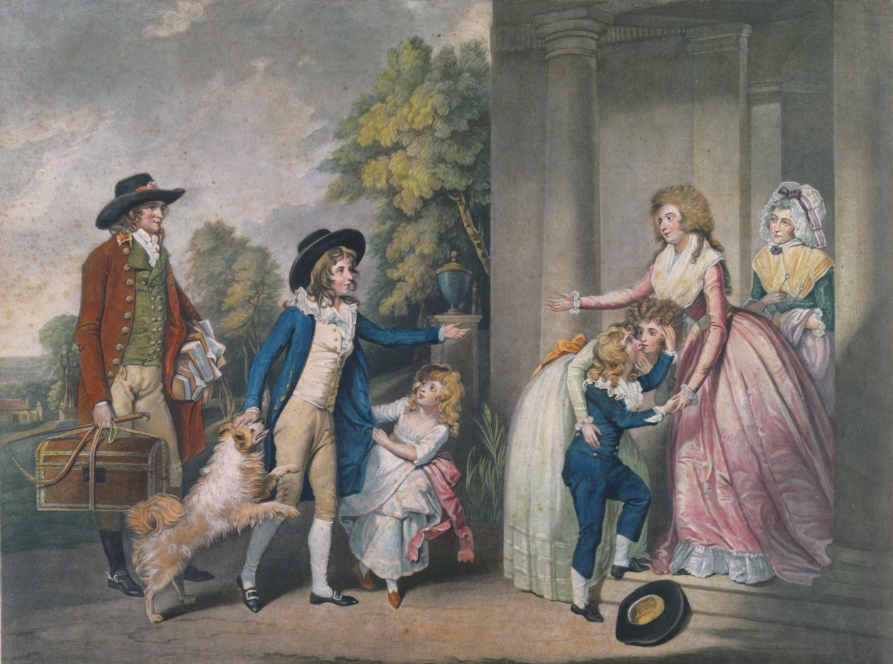 Dulce Domum lub Powrót ze szkoły, rycina Johna Jonesa (ok.1745-97), 1790 (kolor grawerowany) autorstwa William Redmore Bigg