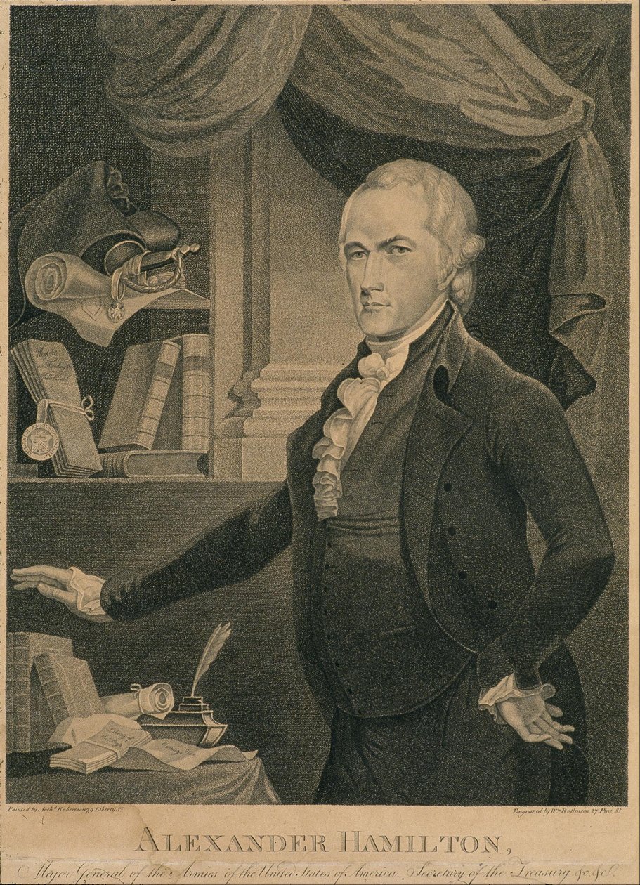 ALEXANDER HAMILTON, generał dywizji armii Stanów Zjednoczonych Ameryki. Sekretarz Rady Tr... autorstwa William Rollinson