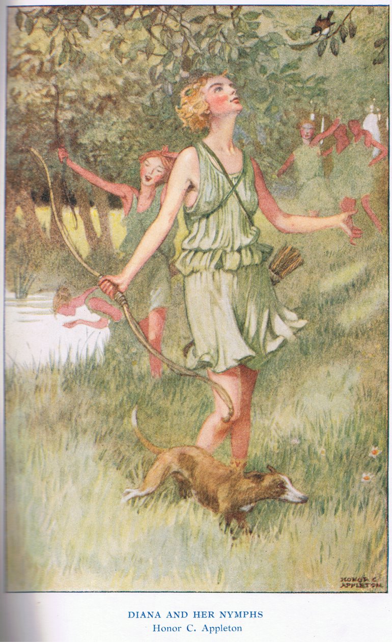 Diana i nimfy, ilustracja z „Księgi mitów” autorstwa William Sewell