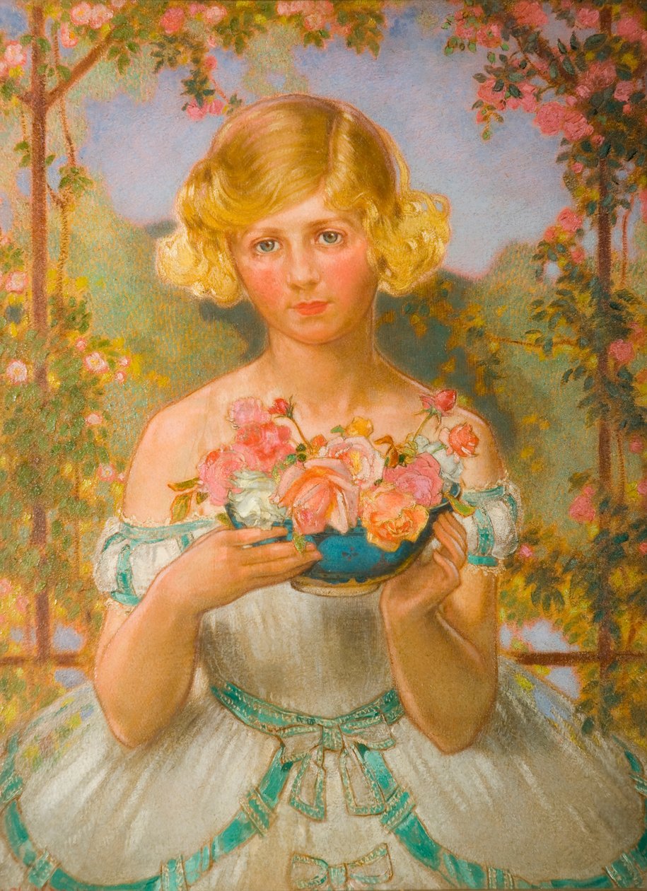 Jane z miską róż autorstwa William Shackleton