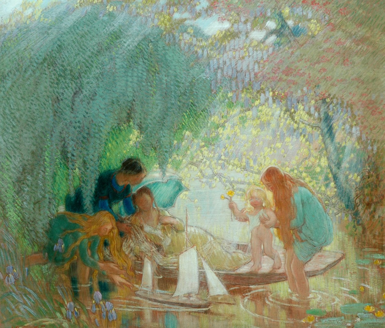 Dni dzieciństwa, 1915 i 1925 (olej na papierze) autorstwa William Shackleton