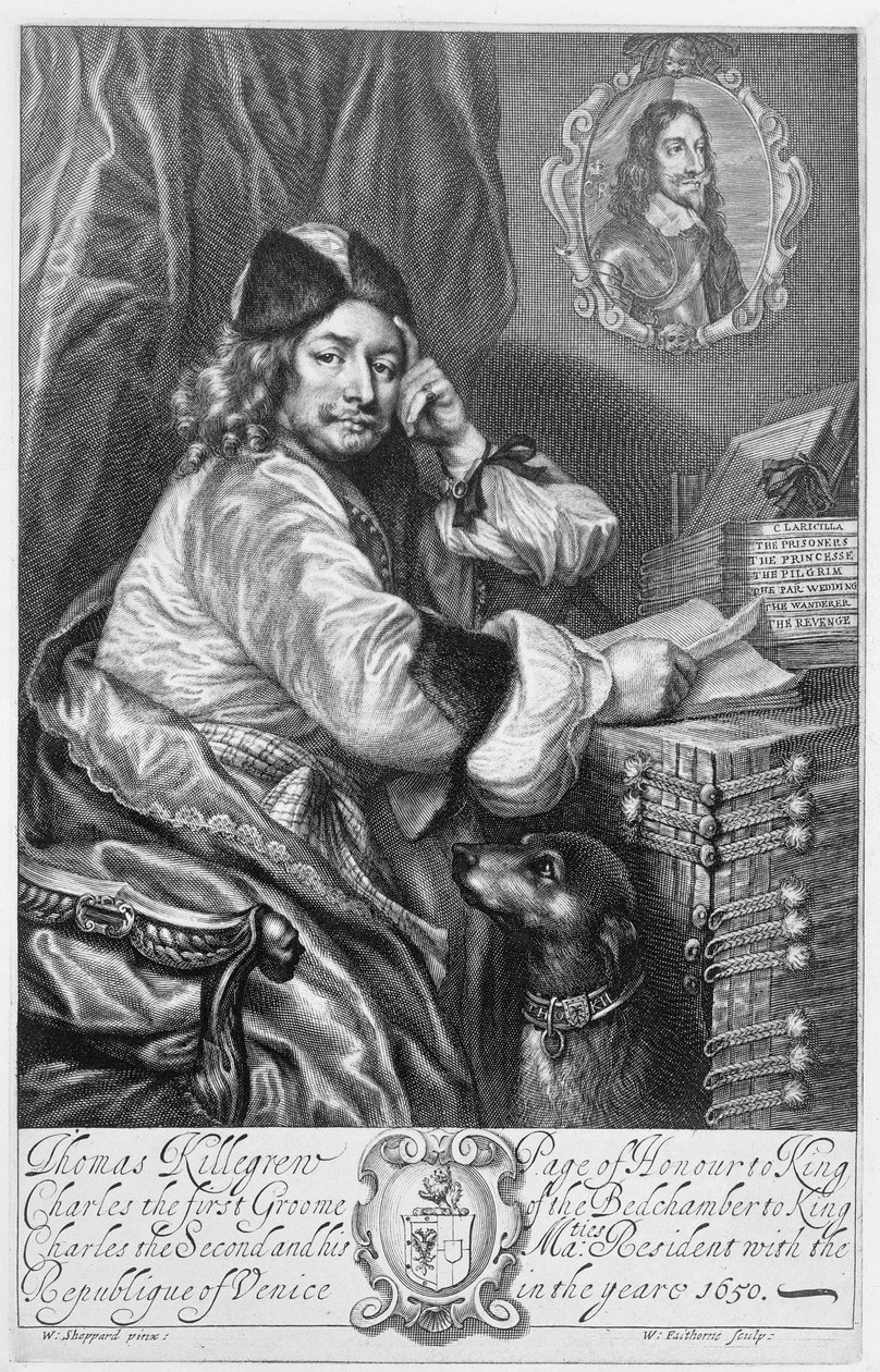 Portret Thomasa Killigrewa (1612-83) dramaturg restauracji, frontyspis do jego dzieł, ryty przez Williama Faithorne (1616-91) 1664 autorstwa William Ludlow Sheppard