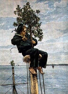 Świąteczny poranek na głowie masztu, z graficznego numeru bożonarodzeniowego, 1879 autorstwa William Small