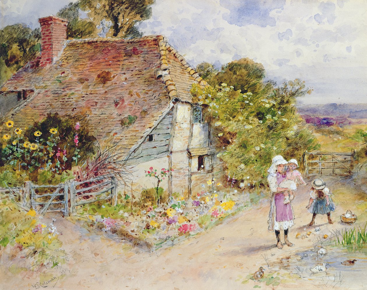 Oglądanie kaczek (ołówek i toaleta na papierze) autorstwa William Stephen Coleman