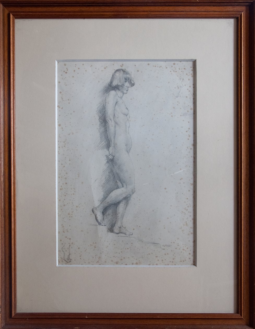 Nude, widok z profilu na całej długości, prawa stopa uniesiona autorstwa William Strang
