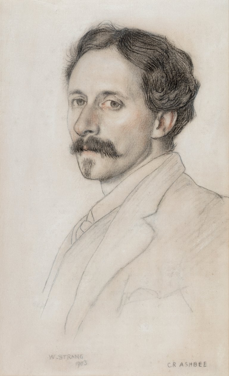 Portret Charlesa Roberta Ashbee (1863-1942) 1903 (węgiel i kreda) autorstwa William Strang