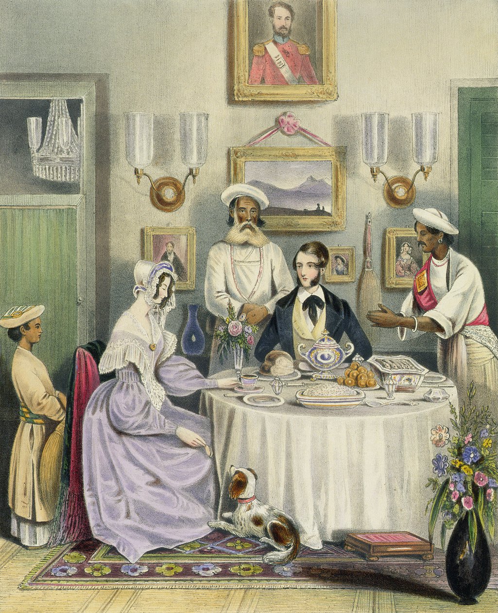 Śniadanie, tablica 3 z „Indianie Anglo”, ryt. J. Bouvier, 1842 autorstwa William Tayler
