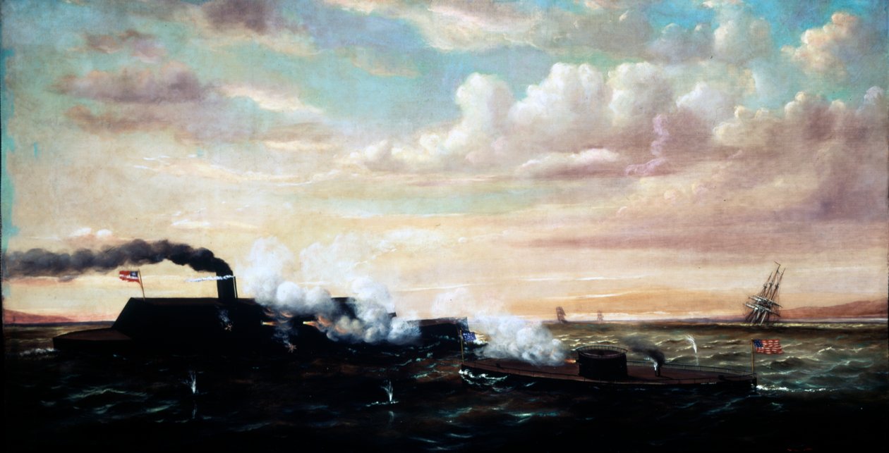 Bitwa pod Ironclads Monitor i Merrimac, 9 marca 1862, 1877 autorstwa William Torgerson