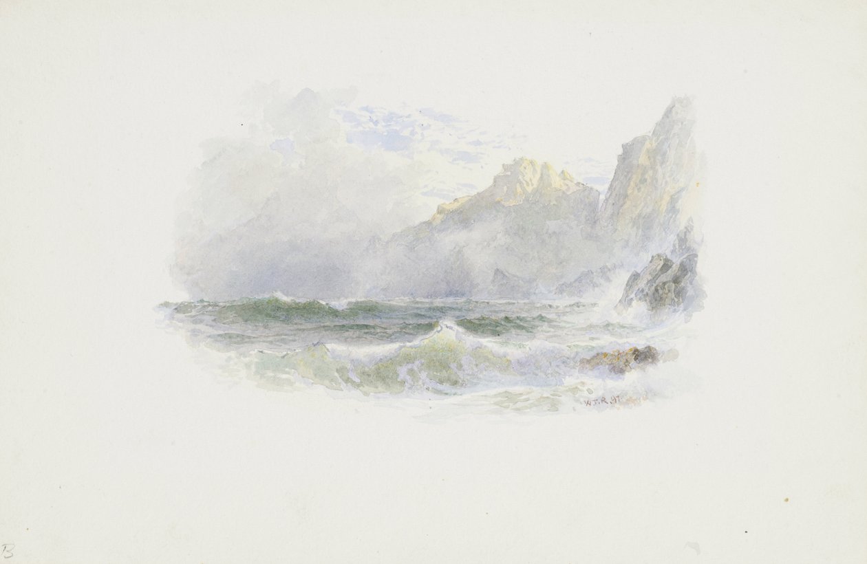 Górski brzeg morza, 1897 (wc i grafit na kremowym papierze) autorstwa William Trost Richards