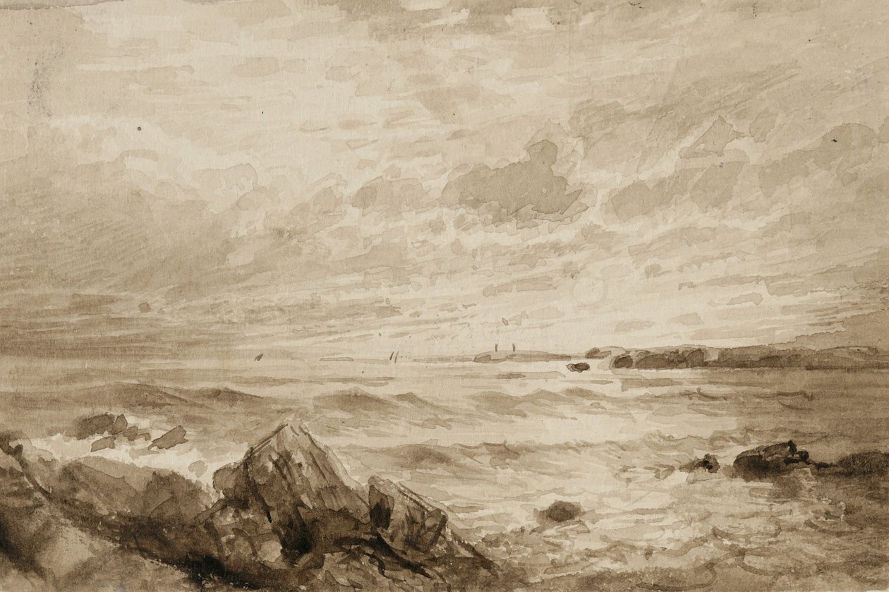 Skały i morze (pranie na papierze) autorstwa William Trost Richards