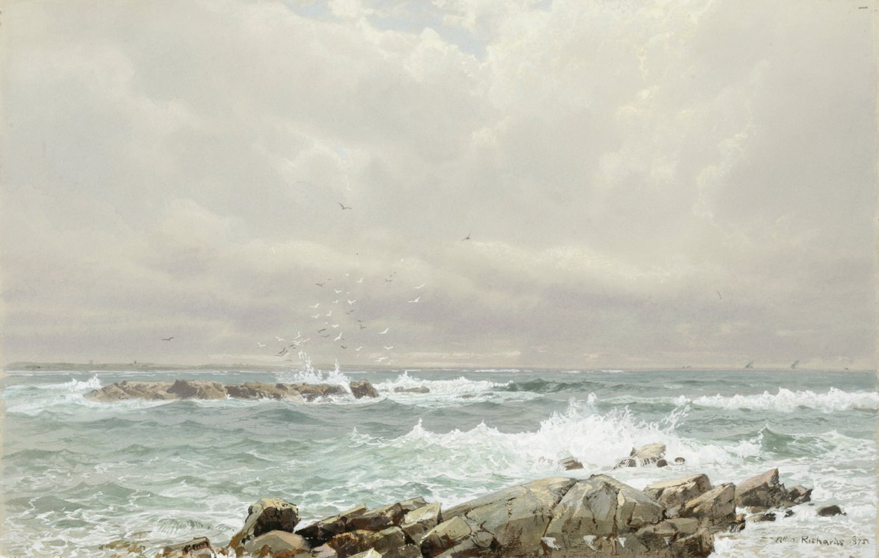 Pejzaż morski, 1875 (wc i gwasz na kremowym papierze tkanym) autorstwa William Trost Richards