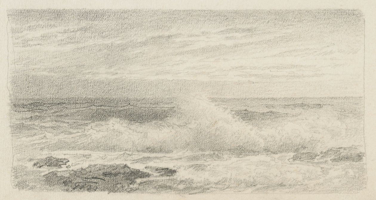 Pejzaż morski ze sprayem, 1900-05 (grafit na papierze płowożółtym) autorstwa William Trost Richards