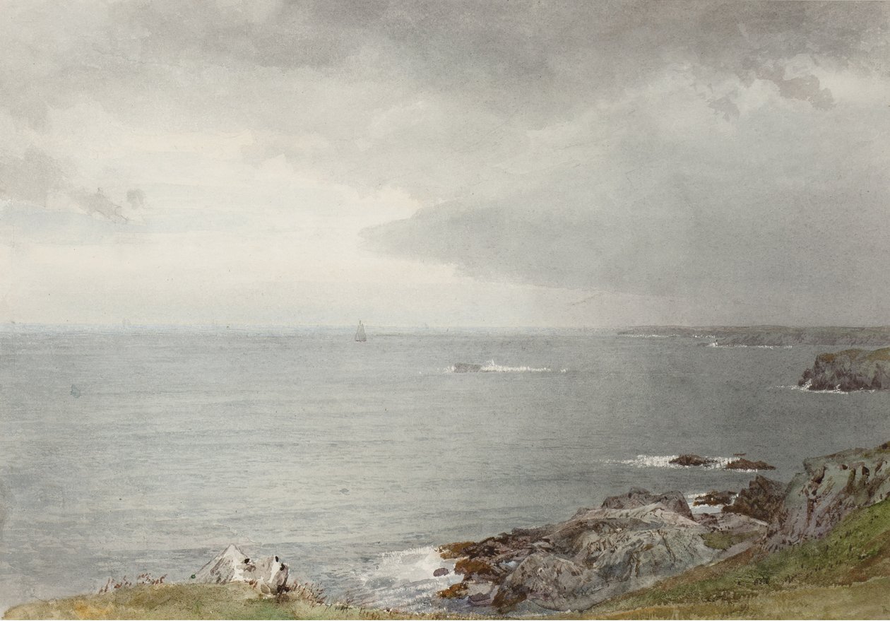 Nadchodzący deszcz, Zatoka Narragansett, ok. 1874-80 (wc na białym papierze) autorstwa William Trost Richards
